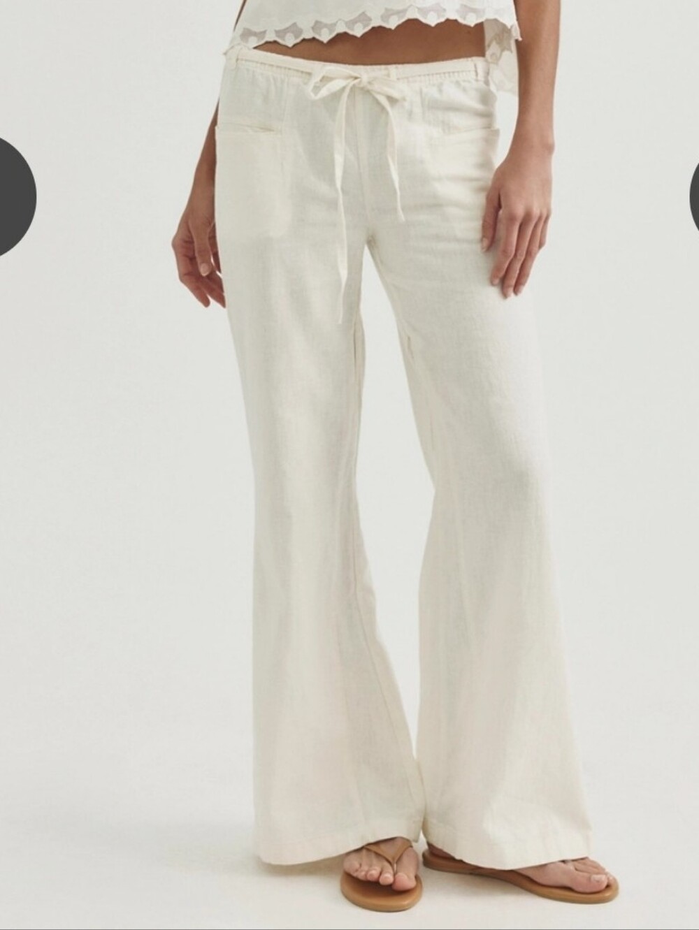FREE PEOPLE Break The Ice Linen Slouch Flare Pants • Clean Ivory • Medium • NWT